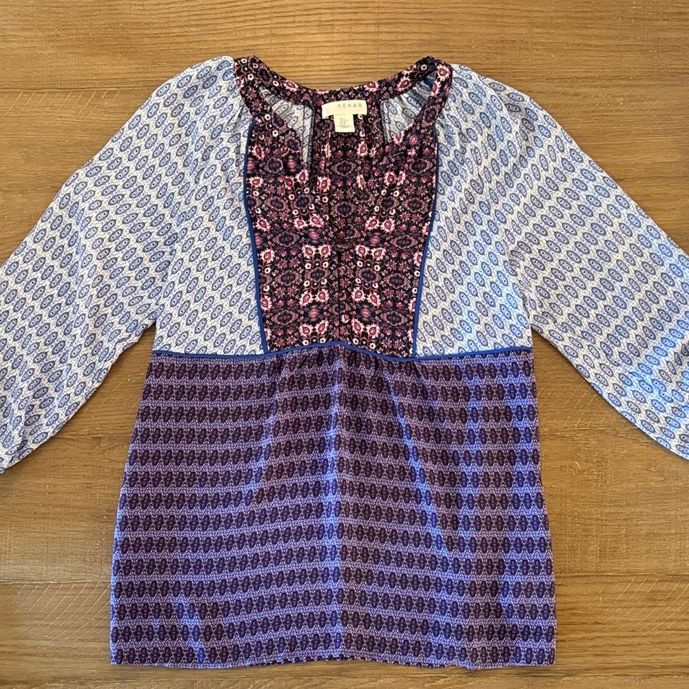 Kenar Blue and Purple Patterned Blouse